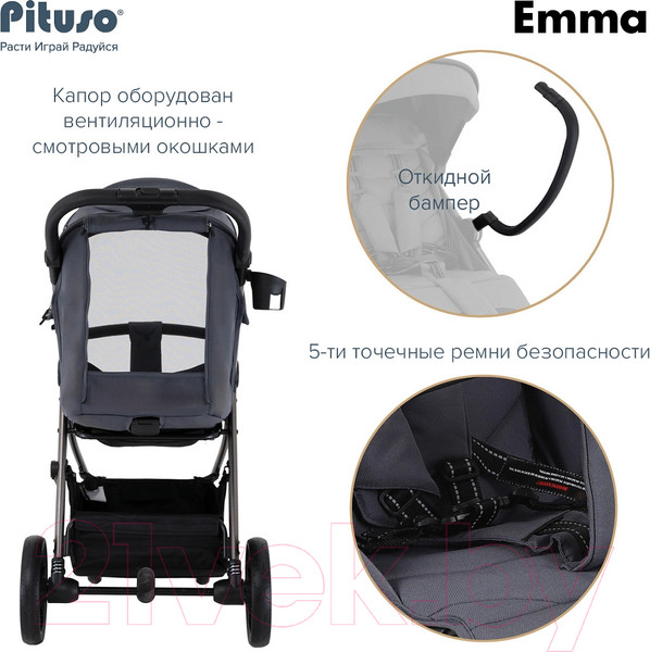 Изображение товара Детская прогулочная коляска Pituso Emma / ET6 (черный)