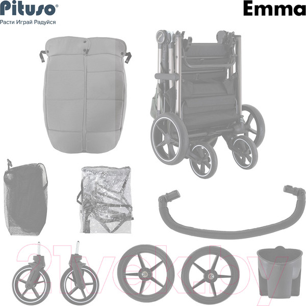 Изображение товара Детская прогулочная коляска Pituso Emma / ET6 (пальмово-зеленый)