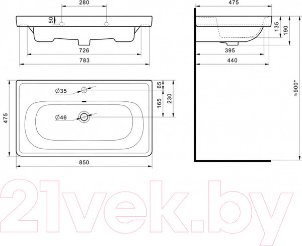 Изображение товара Умывальник Santek Нео Классик 85 (1WH501782)