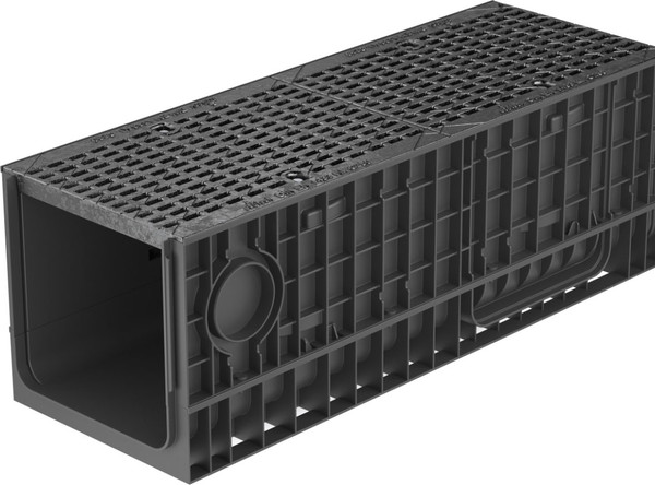 Изображение товара Лоток водоотводный Ecoteck 300.339 h346 / ДИ 21405000 (с решеткой, черный)