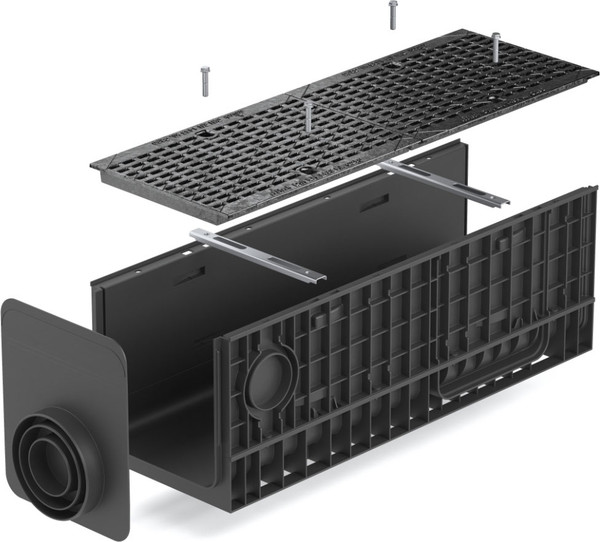 Изображение товара Лоток водоотводный Ecoteck 300.339 h346 / ДИ 21405000 (с решеткой, черный)