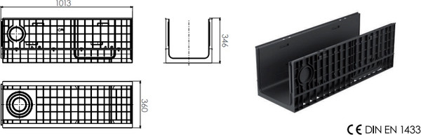 Изображение товара Лоток водоотводный Ecoteck 300.339 h346 / ДИ 21005000 (черный)