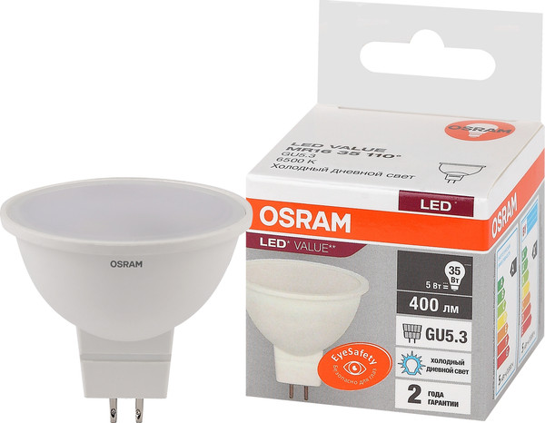 Изображение товара Лампа Osram LED Value LVMR1635 5SW/865 5Вт GU5.3 230В / 4058075582484