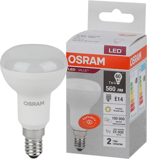 Изображение товара Лампа Osram LED Value LV R50 60 7SW/830 7Вт E14 230В / 4058075581661