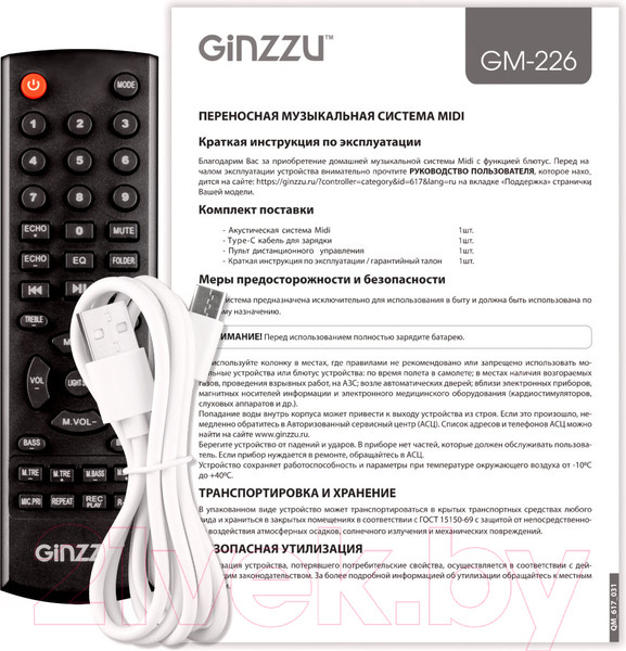 Изображение товара Портативная колонка Ginzzu GM-226