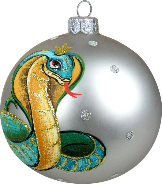 Изображение товара Шар новогодний Декарт Королева змея 8Ш0109 (10см, серебристый)