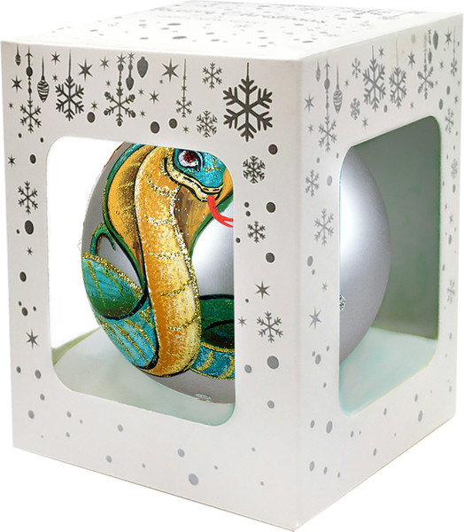 Изображение товара Шар новогодний Декарт Королева змея 8Ш0109 (10см, серебристый)