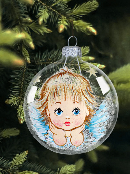 Изображение товара Шар новогодний Декарт Рождественский ангелочек 8Ш0098 (8см, серебристый)