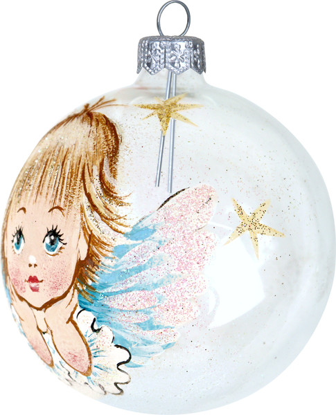 Изображение товара Шар новогодний Декарт Рождественский ангелочек 8Ш0098 (8см, серебристый)