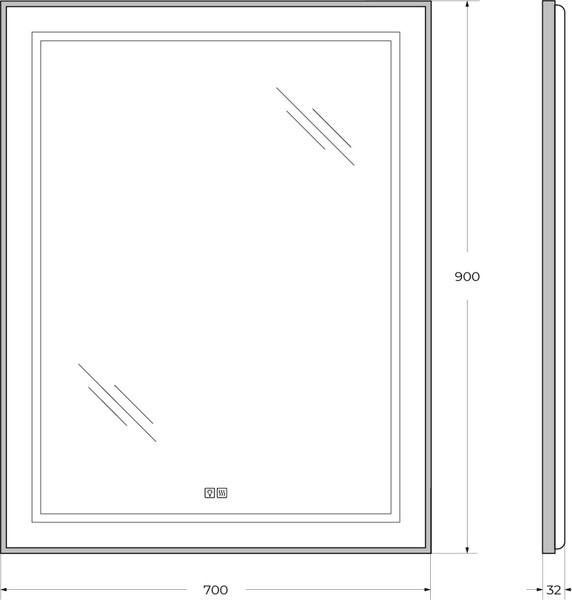 Изображение товара Зеркало BelBagno SPC-KRAFT-700-900-LED-TCH-WARM-NERO