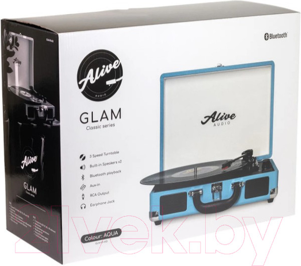 Изображение товара Проигрыватель виниловых пластинок Alive Audio Glam Aqua c Bluetooth / GLM-01-AQ