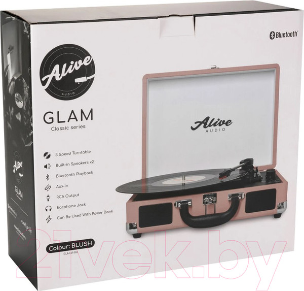 Изображение товара Проигрыватель виниловых пластинок Alive Audio Glam Blush c Bluetooth / GLM-01-BU