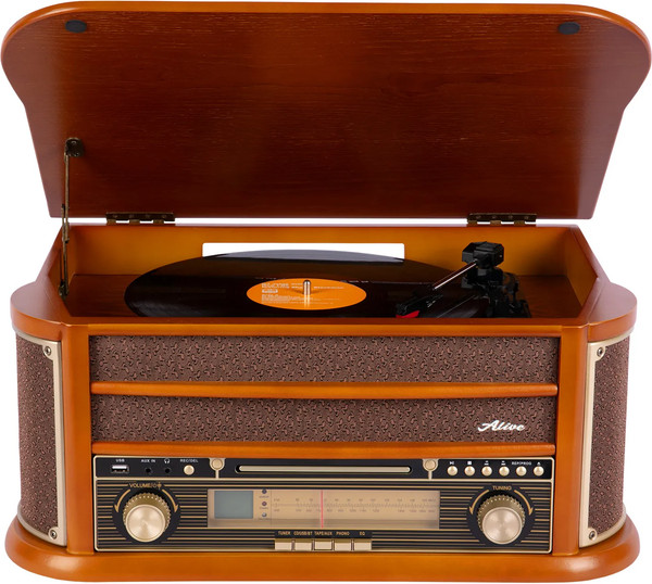 Изображение товара Проигрыватель виниловых пластинок Alive Audio Oldtimer Wood с FM-приемником / AA-OLD-01-WD