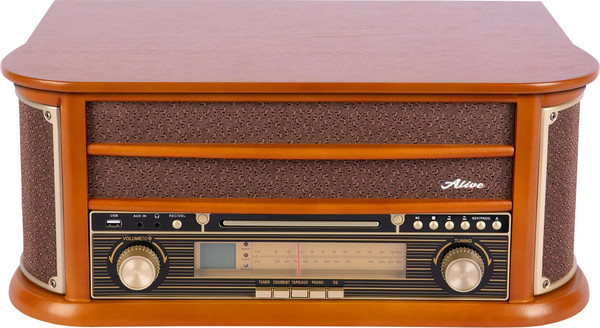 Изображение товара Проигрыватель виниловых пластинок Alive Audio Oldtimer Wood с FM-приемником / AA-OLD-01-WD