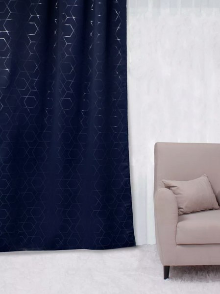 Изображение товара Шторы Casa Conforte Блэкаут 150x270 / 6189459 (2шт, однотонный темно-синий лента)