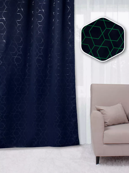 Изображение товара Шторы Casa Conforte Блэкаут 150x270 / 6189459 (2шт, однотонный темно-синий лента)