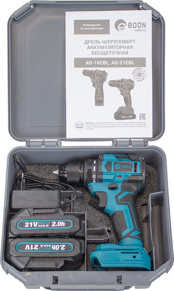 Изображение товара Аккумуляторная дрель-шуруповерт Edon AD-21CBL / 28013