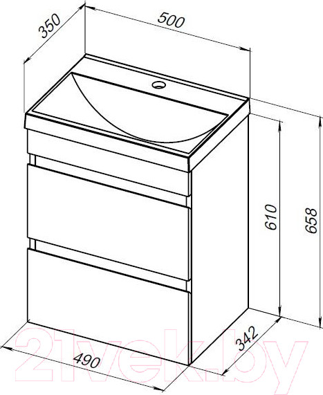 Изображение товара Тумба под умывальник Aquanet Нота new 50 / 334196 (дуб светлый)