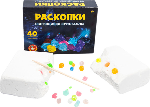 Изображение товара Набор для опытов Десятое королевство Раскопки Светящиеся кристаллы / 05544