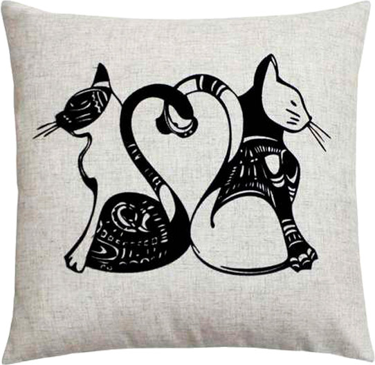 Изображение товара Подушка декоративная MATEX Original Line Коты / 29-137 (молочный/черный/светло-бежевый)
