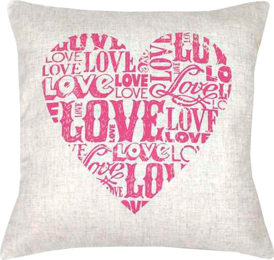 Изображение товара Подушка декоративная MATEX Love Story Line Сердце из букв / 29-878 (серый/розовый)