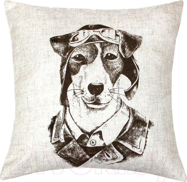 Изображение товара Подушка декоративная MATEX Bibop Line Собака Летчик / 32-083 (серый/коричневый)