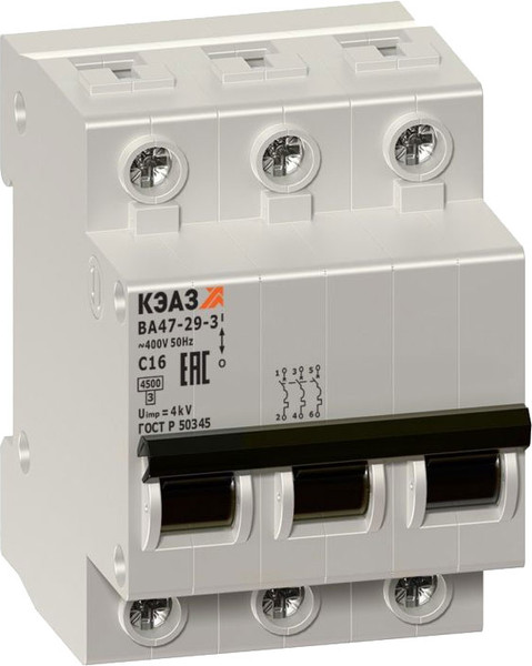 Изображение товара Выключатель автоматический КЭАЗ ВА47-29-3C4-УХЛ3 4.5кА / 318294