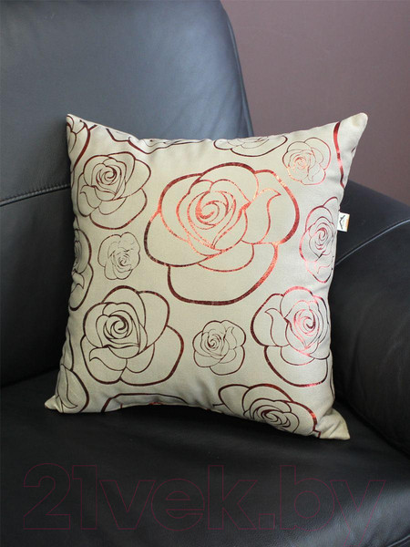 Изображение товара Подушка декоративная MATEX Luxury Aria Розочки / 48-817 (кофейный/красный)