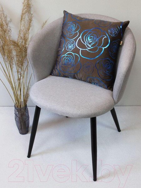 Изображение товара Подушка декоративная MATEX Luxury Aria Розочки / 48-855 (темно-коричневый/голубой)