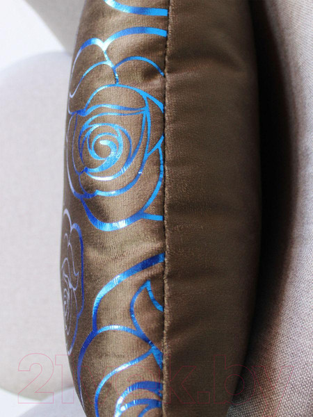 Изображение товара Подушка декоративная MATEX Luxury Aria Розочки / 48-855 (темно-коричневый/голубой)