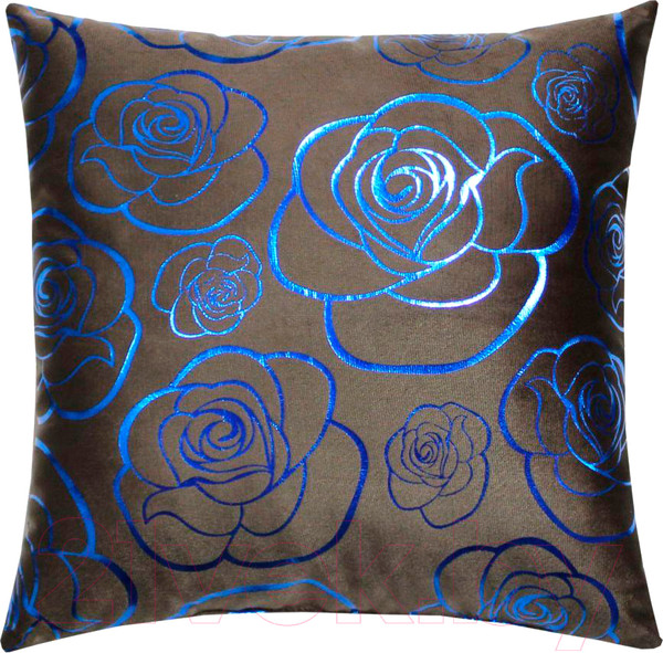 Изображение товара Подушка декоративная MATEX Luxury Aria Розочки / 48-855 (темно-коричневый/голубой)