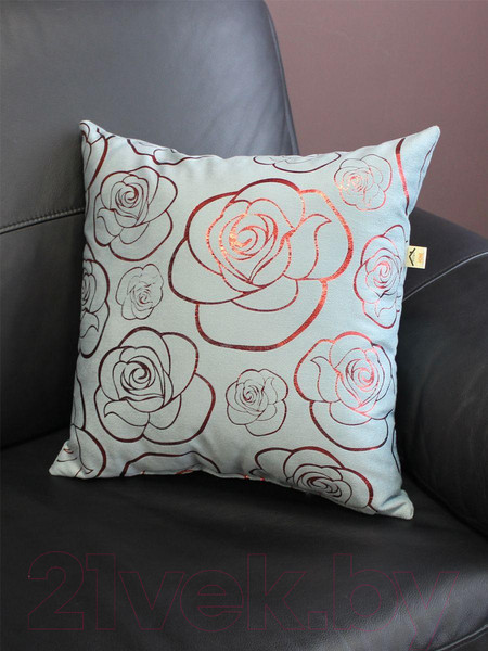 Изображение товара Подушка декоративная MATEX Luxury Aria Розочки / 48-756 (серо-голубой/красный)
