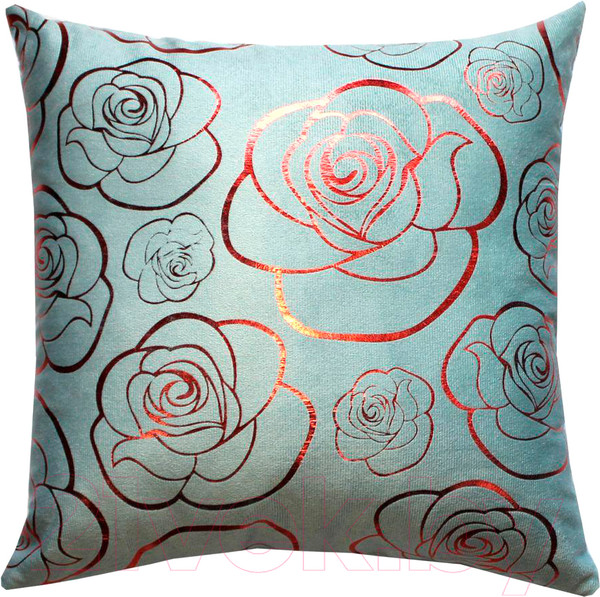 Изображение товара Подушка декоративная MATEX Luxury Aria Розочки / 48-756 (серо-голубой/красный)