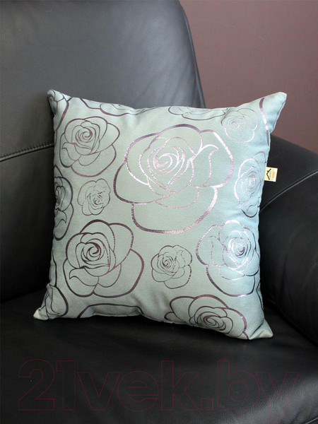 Изображение товара Подушка декоративная MATEX Luxury Aria Розочки / 48-770 (серо-голубой/розовый)