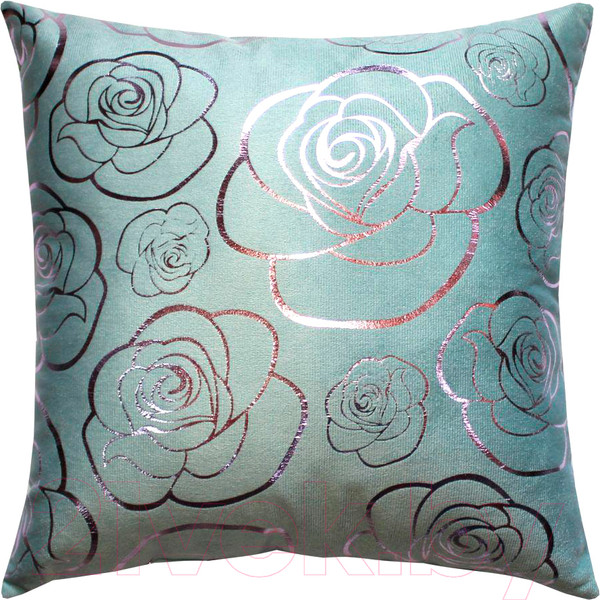 Изображение товара Подушка декоративная MATEX Luxury Aria Розочки / 48-770 (серо-голубой/розовый)
