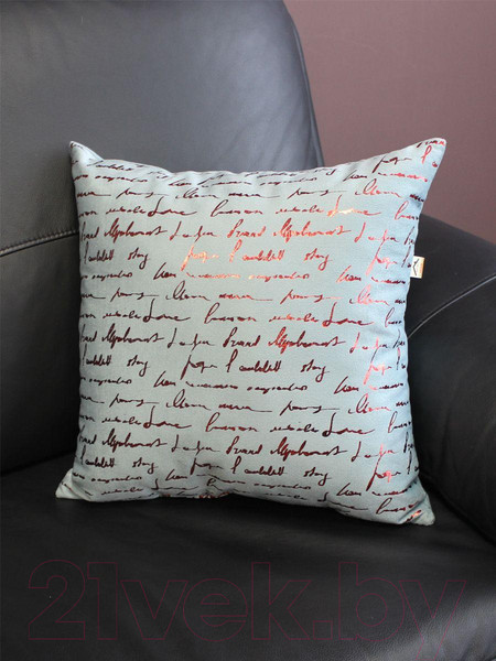 Изображение товара Подушка декоративная MATEX Luxury Aria Писание / 48-787 (серо-голубой/ярко-красный)