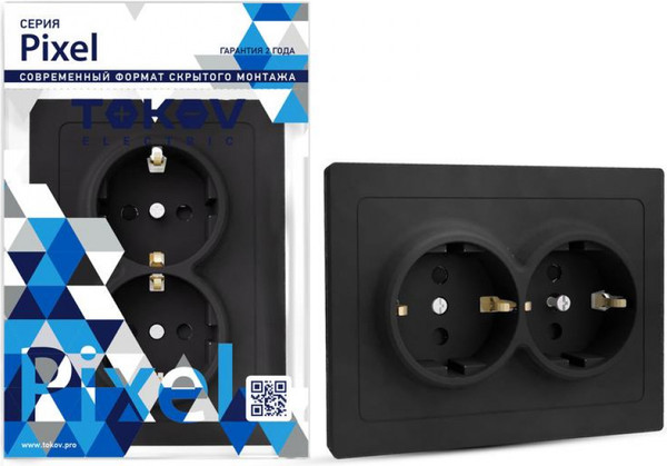Изображение товара Розетка Tokov Electric Pixel TKE-PX-R2FZSF-C14 (карбон)