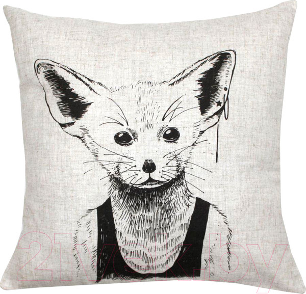 Изображение товара Подушка декоративная MATEX Bibop Line Лиса с серьгой / 32-151 (светло-серый/коричневый)