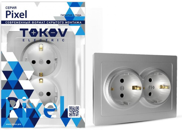 Изображение товара Розетка Tokov Electric Pixel TKE-PX-R2FZSF-C03 (алюминий)