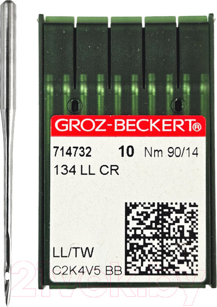 Изображение товара Набор игл для промышленной швейной машины Groz-Beckert 134 LL 90 GB-10 (для кожи)
