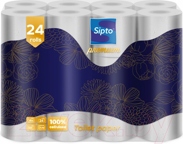 Туалетная бумага Sipto Premium 3-х слойная (24рул, белый)