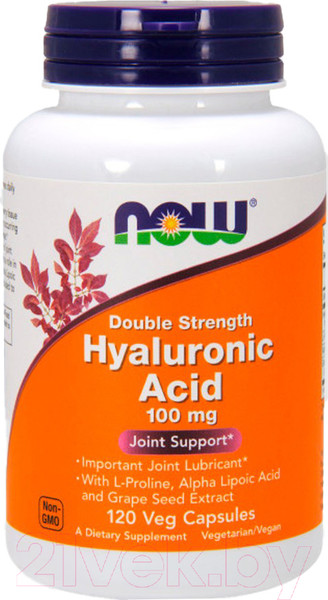 Изображение товара Комплексная пищевая добавка NOW Двойная сила гиалуроновой кислоты 100мг (120 капсул)