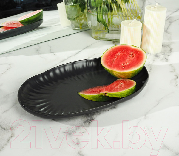 Изображение товара Блюдо Stenova Home Lotus 61311166 (черный фарфор)