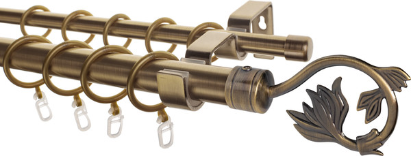 Изображение товара Карниз для штор Sundays Home Лайт Ветка 25мм+16мм двухрядный (антик, 3м)