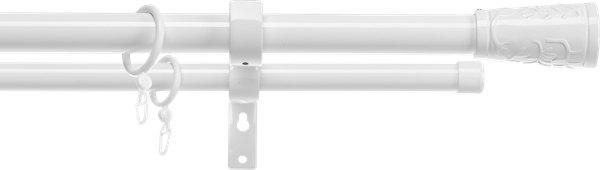 Изображение товара Карниз для штор Sundays Home Лайт Византия 25мм+19мм двухрядный (белый глянец, 2.4м)