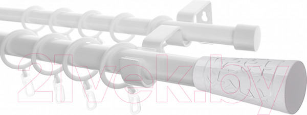 Изображение товара Карниз для штор Sundays Home Лайт Византия 25мм+19мм двухрядный (белый глянец, 2.4м)