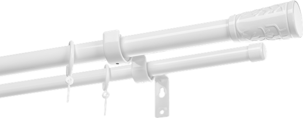Изображение товара Карниз для штор Sundays Home Лайт Византия 25мм+19мм двухрядный (белый глянец, 2.4м)