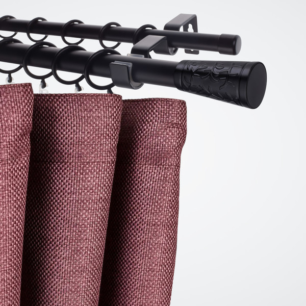 Изображение товара Карниз для штор Sundays Home Лайт Византия 25мм+19мм двухрядный (черный матовый, 3м)