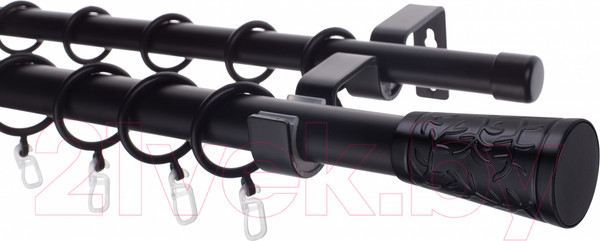 Изображение товара Карниз для штор Sundays Home Лайт Византия 25мм+19мм двухрядный (черный матовый, 3м)