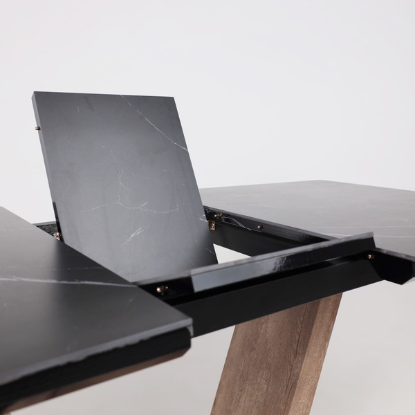 Изображение товара Обеденный стол Аврора Торонто 140-171.5x80 керамика (камень серый Greys Black/ель умбра)